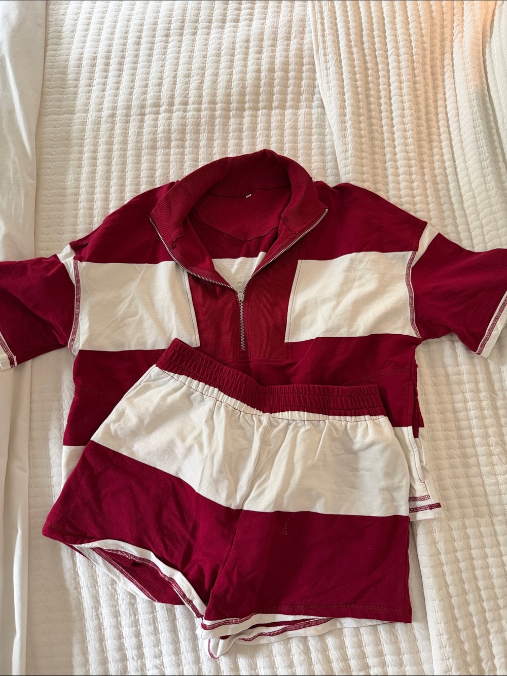 Matching set- FP look for less Maroon & White Striped